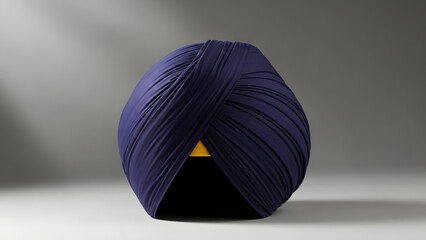 Traditional blue turban with golden emblem