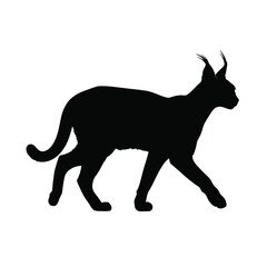 Black silhouette of a walking cat with large ears