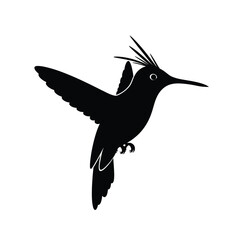 Black silhouette of a hummingbird in flight