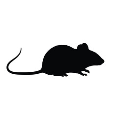 Black silhouette of a mouse on a white background
