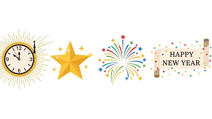 Festive Star and Fireworks Celebration Illustration