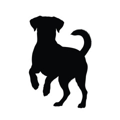 Black silhouette of a dog standing on its hind legs
