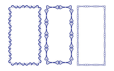 Three ornate blue border frames on a white background