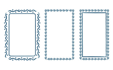 Three blue rectangular border templates