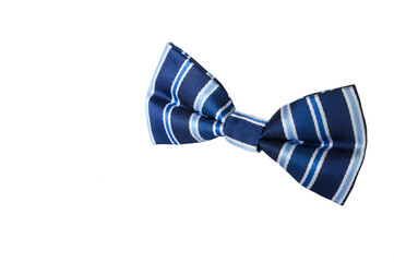 Checkered blue bow tie isolated on white background.