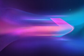 Glowing digital arrow shape streams across a dark background with vibrant neon light effects