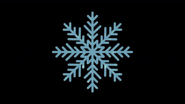 single static sparkling icon symbol snowflake with glitter effect glittering glistening and shimmering winter illustration 4K animation isolated on a plain black background that can be made transparen