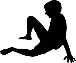 a boy sitting body silhouette vector