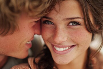Candid Capture of Joyful Couple Embracing Love on Their Holiday Adventure