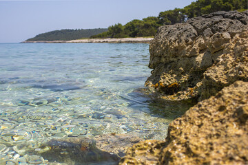 Clear water revealing seabed at Proizd Island, Croatia