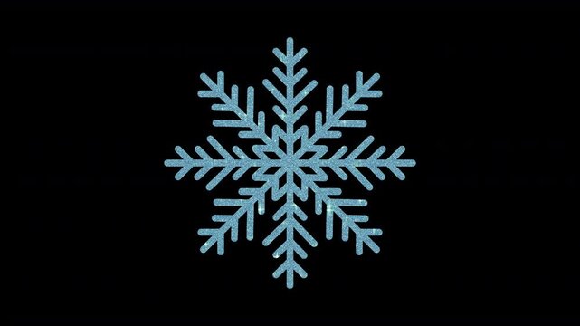 single static sparkling icon symbol snowflake with glitter effect glittering glistening and shimmering winter illustration 4K animation isolated on a plain black background