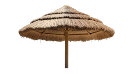 Thatch beach umbrella isolated on transparent background