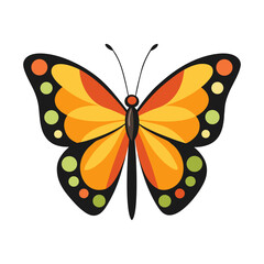 Beautiful orange and black swallowtail butterfly vector illustration isolated on a white background, showcasing the colorful wings of this nature-inspired summer insect design