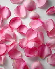 Naklejka premium Glamorous Falling Rose Petals. Elegant Confetti for Valentine's Day with a Soft Blend of Pink and White Flowers on a Dreamy Background