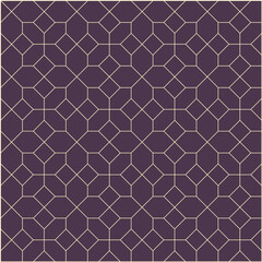 Cream grid pattern created from diamonds and irregular hexagons on a dark purple background