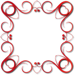 Vintage decorative frame in Gothic style - elegant red frame on transparent background, PNG, 300 DPI, middle ages, hallowen, Christmas.