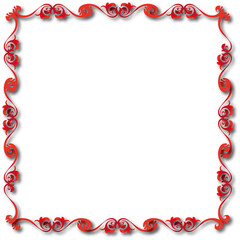 Vintage decorative frame in Gothic style - elegant red frame on transparent background, PNG, 300 DPI, middle ages, hallowen, Christmas.