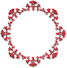 Vintage decorative frame in Gothic style - elegant red frame on transparent background, PNG, 300 DPI, middle ages, hallowen, Christmas.