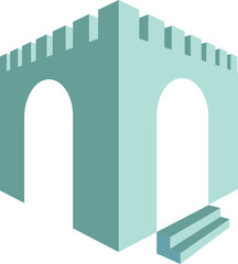 Photo of isometric building isolated on transparent background