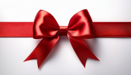 elegant red ribbon with bow on white background perfect for gifts