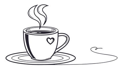 Icon vector cup of hot coffee with steam, Cozy Cup of Comfort