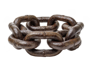 Heavy metal chain links isolated on transparent background
