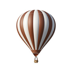 Fototapeta premium Brown and white striped hot air balloon isolated on a transparent background brown and white stripes