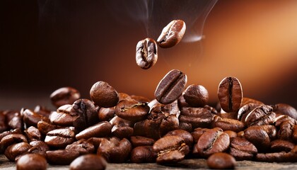 Fototapeta premium roasted coffee beans in motion
