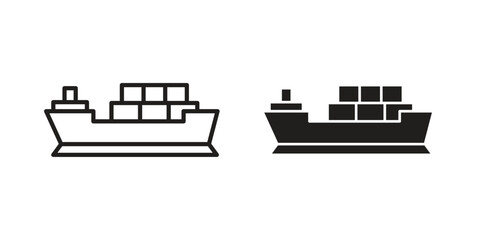 Cargo ship icon for website, thin line icons. vector logo design © iconic