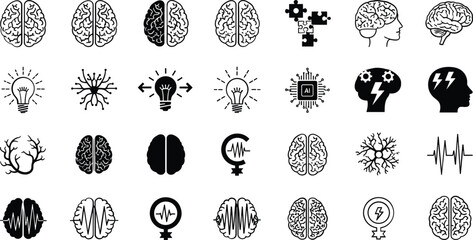 Brain and mind concept icons for business and education