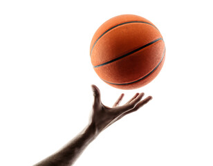Dynamic Hand Tossing Basketball Isolated Capturing Action, Motion, and Sports Energy