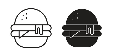 Fototapeta premium Cheese burger icon for website, thin line icons. vector logo design