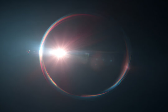 sun flare effect, Blue lens flare arc with bright light a cinematic optical ring effect, sun flare beam on black background, Sunlight light effects overlays