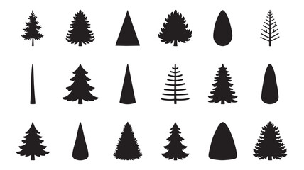 Obraz premium Variety of black tree silhouettes ideal for design projects on transparent background