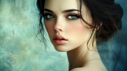 Elegant lovely lady showcasing graceful beauty with soft features and captivating gaze against a textured background