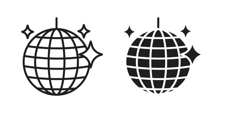 Disco ball icon for website, thin line icons. vector logo design