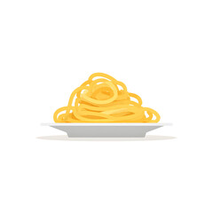 Simple flat design illustration of spaghetti on a plate