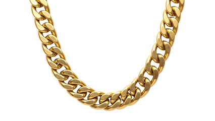 Gold chain necklace with thick curb links isolated on a transparent background curb chain jewelry