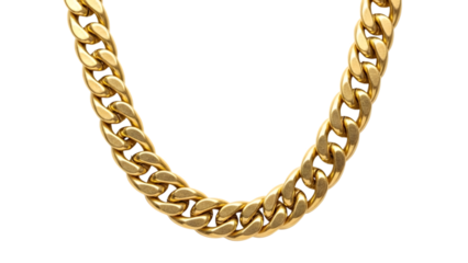 Gold chain necklace with thick curb links isolated on a transparent background curb chain jewelry