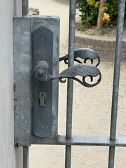 A metal gate handle