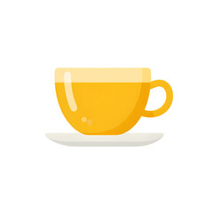 Yellow teacup and saucer flat design illustration