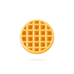 Simple round golden waffle illustration on white background