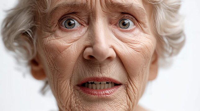 Emotionale Nahaufnahme einer &auml;lteren Frau mit besorgtem Gesichtsausdruck