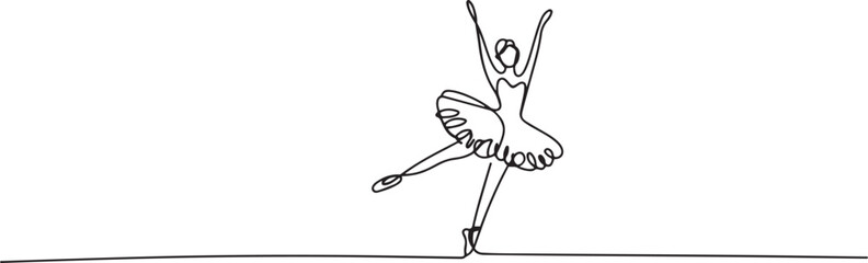 Fototapeta premium One continuous line drawing of Ballerina vector illustration. one line Art icon drawing