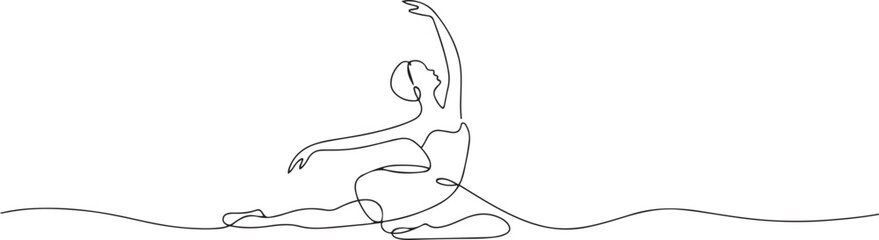 One continuous line drawing of Ballerina vector illustration. one line Art icon drawing