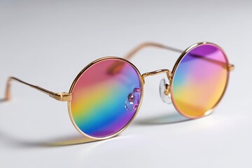 Golden Round Frame Eyewear with Rainbow Lenses: A Vibrant Symbol of Diversity and Inclusivity