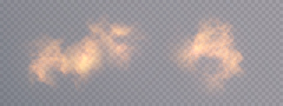 Soft glowing smoke puffs with warm light haze for overlays, mystical atmosphere, game UI accents, and compositing effects.