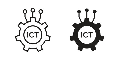 ICT icon for website, thin line icons. vector logo design