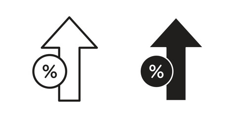 Increase rate icon for website, thin line icons. vector logo design