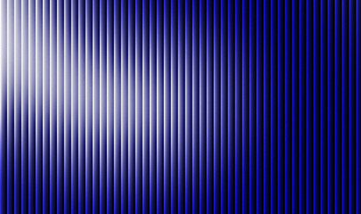 Obraz premium Abstract background featuring vertical blue blinds with a bright white light source illuminating the left side creating a dramatic gradient effect